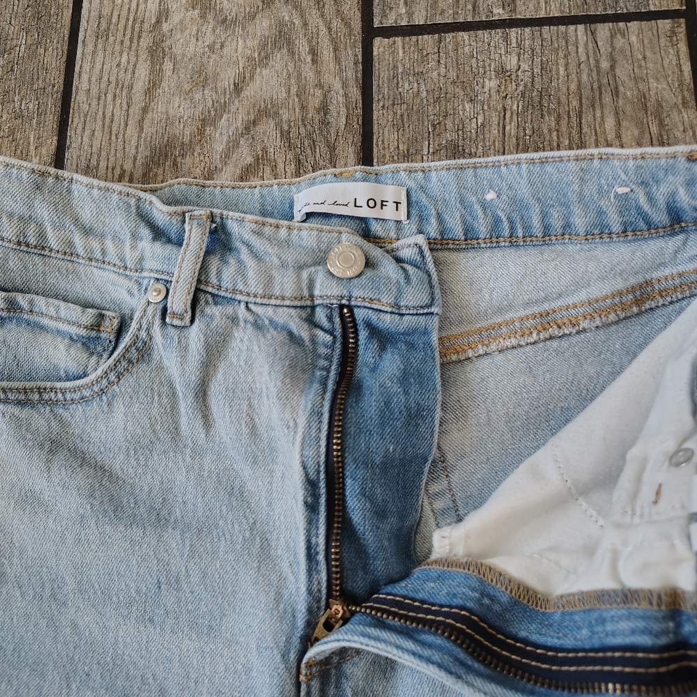 Loft Cuffed Wide Leg Denim Lightwash Jeans - Picture 9 of 15